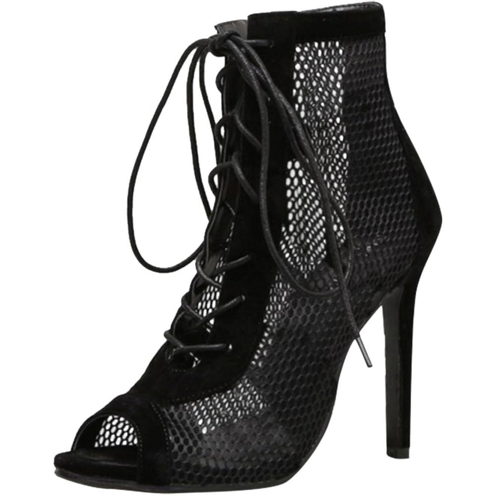 image:imageHeels Dance Class Bootie Sandales Talons Hauts Escarpins Sexy Escarpins Noir Mesh Stiletto Talons Hauts Sandales Lacets avec Bouche de Poisson Chaussures de Danse pour Femme Sandale Confort07 Noir03