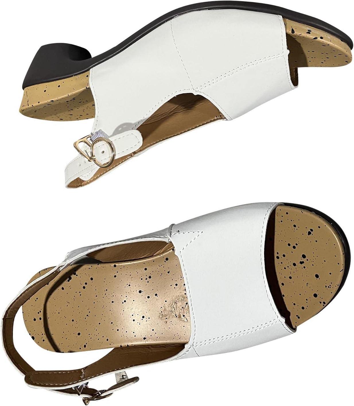 image:image2024 Sandales Femmes t De Marche Confortables Orthopdique Plateforme Chaussures Antidrapantes Respirantes Bohme Bout Ouvert Avec Talon BlocA01 Blanc