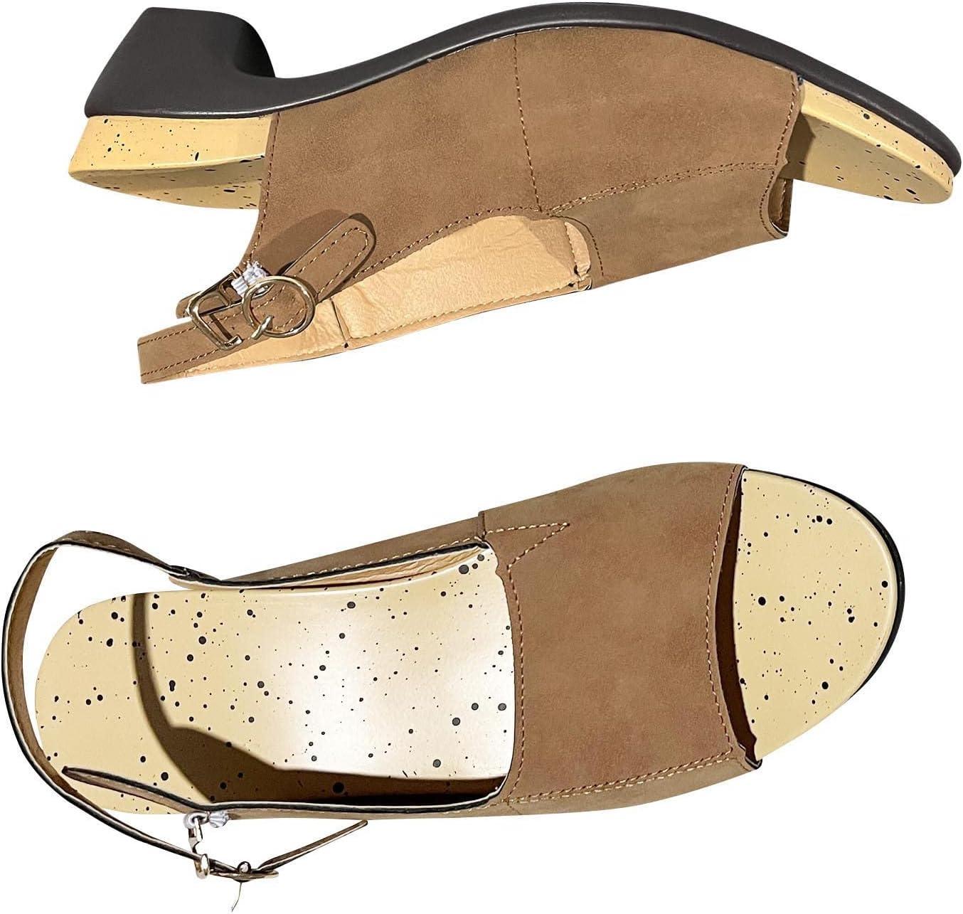 image:image2024 Sandales Femmes t De Marche Confortables Orthopdique Plateforme Chaussures Antidrapantes Respirantes Bohme Bout Ouvert Avec Talon BlocA01 Marron