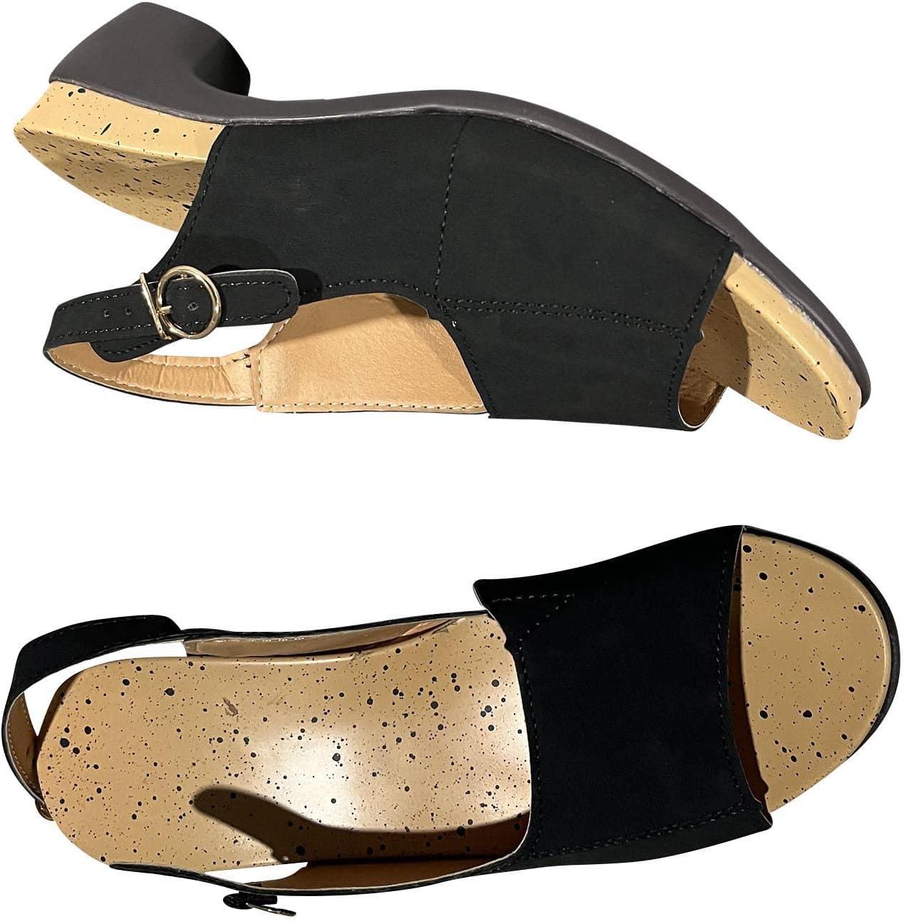 image:image2024 Sandales Femmes t De Marche Confortables Orthopdique Plateforme Chaussures Antidrapantes Respirantes Bohme Bout Ouvert Avec Talon BlocA01 Noir