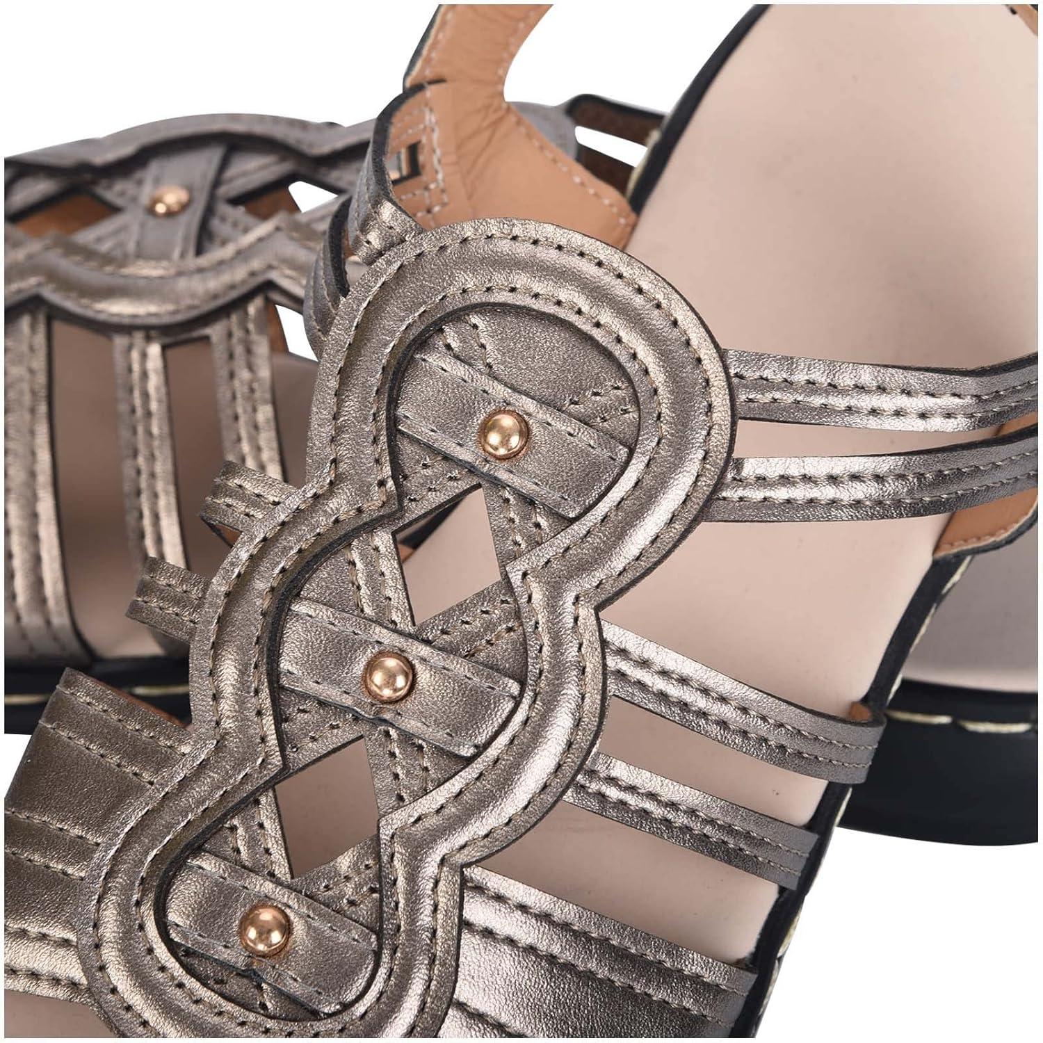 image:image2024 Sandales Femmes t De Marche Confortables Orthopdique Plateforme Chaussures Antidrapantes Respirantes Bohme Bout Ouvert Avec Talon BlocA02 Or