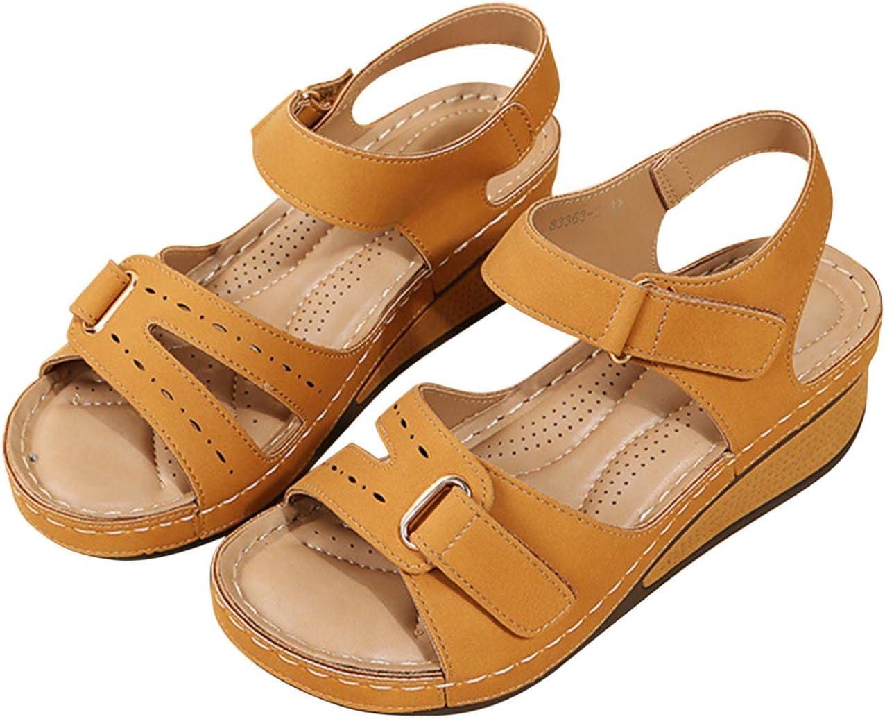 image:image2024 Sandales Femmes t De Marche Confortables Orthopdique Plateforme Chaussures Antidrapantes Respirantes Bohme Bout Ouvert Avec Talon BlocMarron