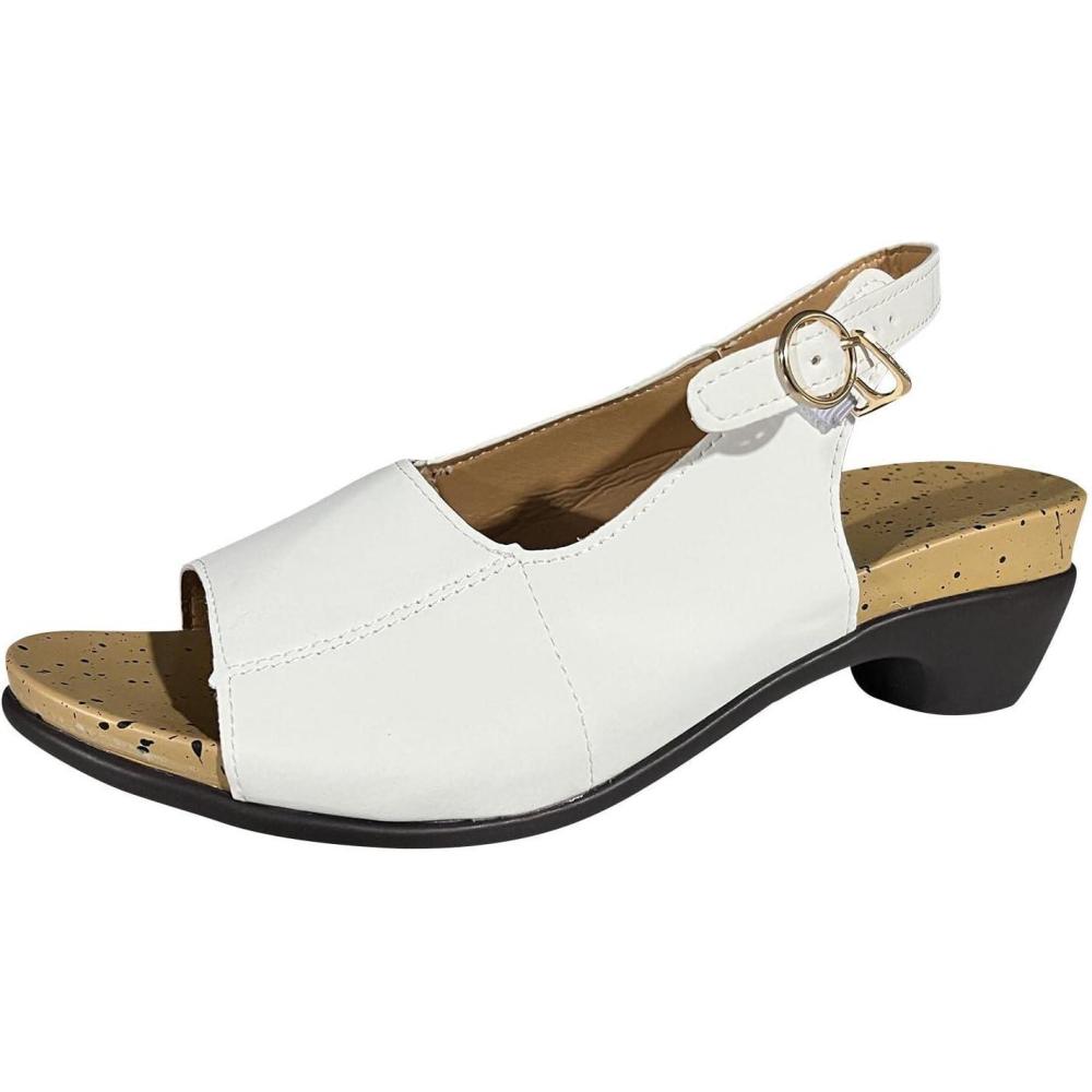 image:image2024 Sandales Femmes t De Marche Confortables Orthopdique Plateforme Chaussures Antidrapantes Respirantes Bohme Bout Ouvert Avec Talon BlocA01 Blanc