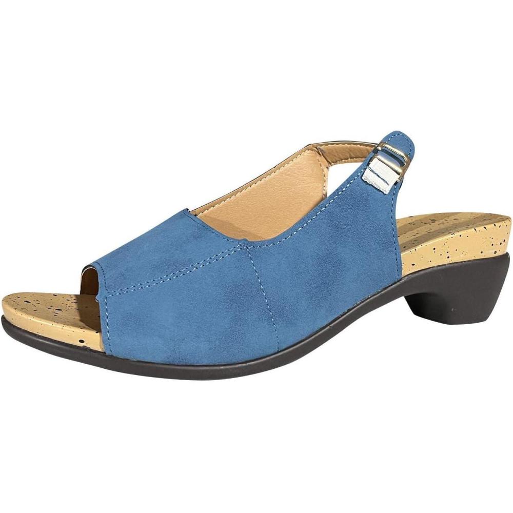 image:image2024 Sandales Femmes t De Marche Confortables Orthopdique Plateforme Chaussures Antidrapantes Respirantes Bohme Bout Ouvert Avec Talon BlocA01 Bleu Clair