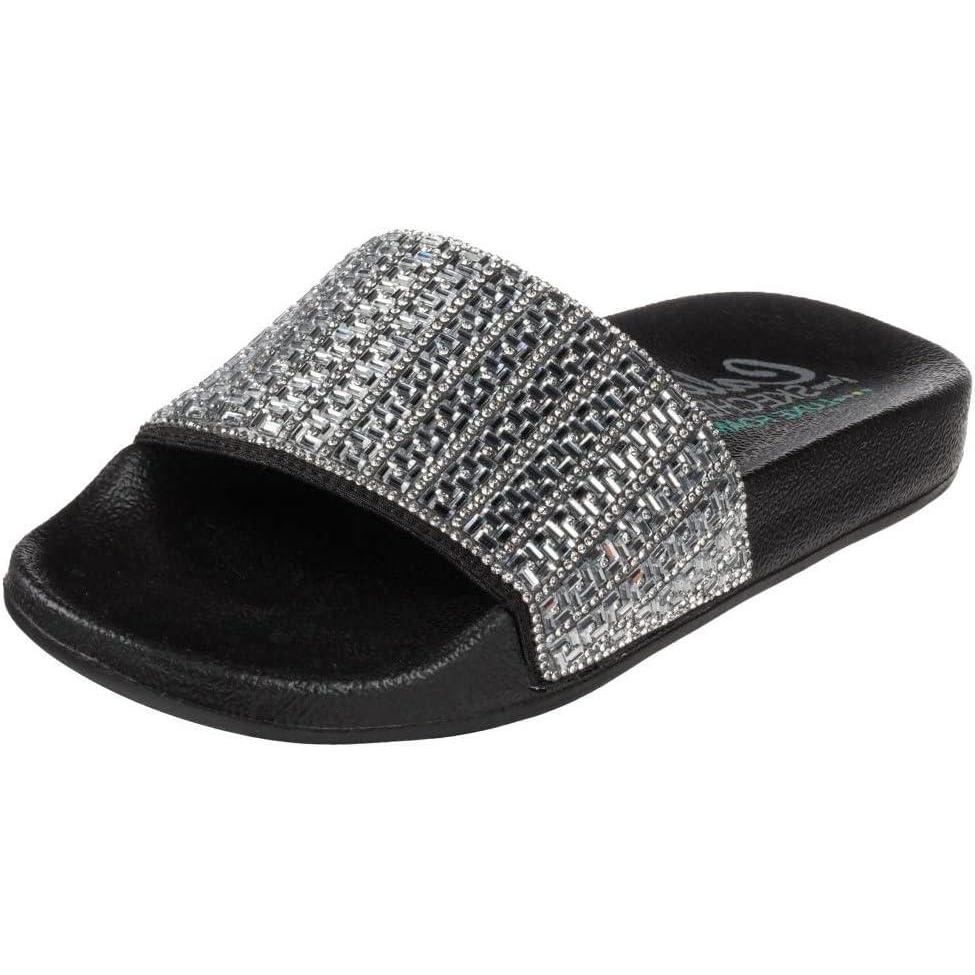 image:imageSkechers Femme Pop UpsRocker Glam Sandale GlissanteBlack Canvas Rhinestone Trim