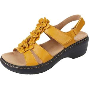 2024 Sandales Femmes été De Marche Confortables Orthopédique Plateforme Chaussures Antidérapantes Respirantes Bohême Bout Ouvert Avec Talon Bloc(A03 Jaune)