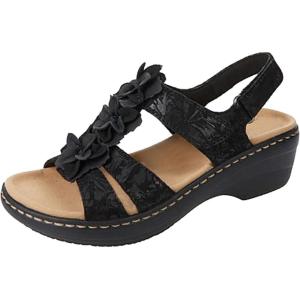 2024 Sandales Femmes été De Marche Confortables Orthopédique Plateforme Chaussures Antidérapantes Respirantes Bohême Bout Ouvert Avec Talon Bloc(A03 Noir)