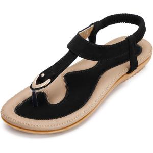 ZOEREA Sandales Femme Été Plates Confortable Mode Bohème Tongs Bout Ouvert Chaussures pour Plage Vacances du Quotidien Détente Taille 36-44 EU(Style 8 Noir)