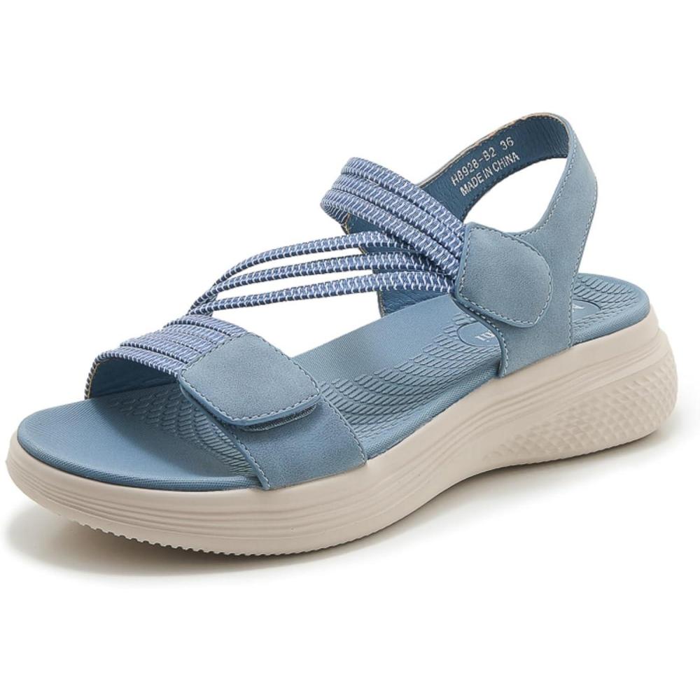 image:imageSMajong Sandales Sport Femme Sandale Orthopdiques Confortable Bout Ouvert t Chaussures de Randonne Scratch Sandales CompensesBleu