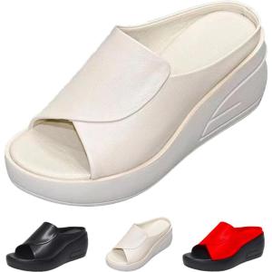 Veiggara Sandales Confort Premium, Veiggara Confort Premium, Sandales Orthopédiques pour Femmes, Sandales à Enfiler avec Soutien De La Voûte Plantaire(Blanc Cassé)