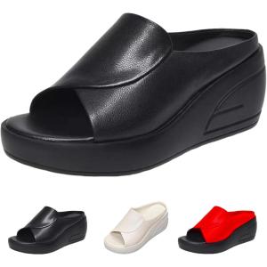Veiggara Sandales Confort Premium, Veiggara Confort Premium, Sandales Orthopédiques pour Femmes, Sandales à Enfiler avec Soutien De La Voûte Plantaire(Noir)