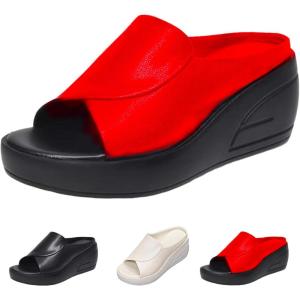 Veiggara Sandales Confort Premium, Veiggara Confort Premium, Sandales Orthopédiques pour Femmes, Sandales à Enfiler avec Soutien De La Voûte Plantaire(Rouge)