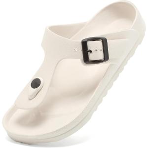 YUHITYGZGS Tongs Sandales Homme Femme, Confortable Soutien de Voûte Plantaire Flip Flop été Plage Piscine Antidérapant Pantoufles Foam Slides Eva Chausson(Blanc)