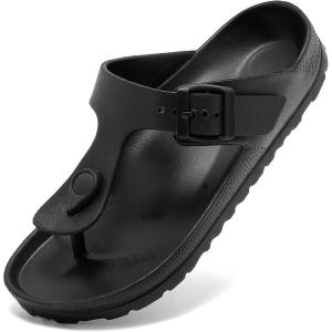 YUHITYGZGS Tongs Sandales Homme Femme, Confortable Soutien de Voûte Plantaire Flip Flop été Plage Piscine Antidérapant Pantoufles Foam Slides Eva Chausson(Noir)
