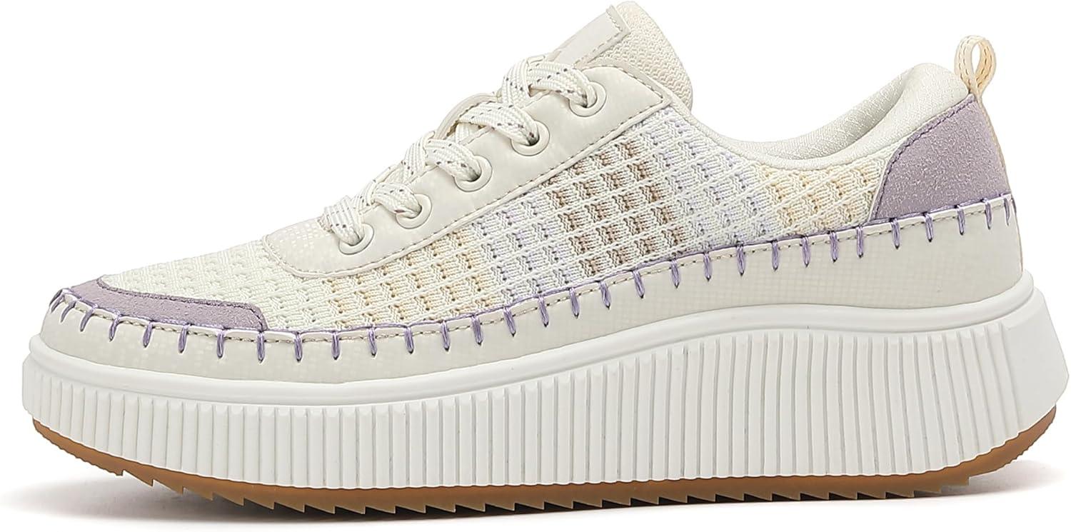 image:imageFemme Air Baskets Chaussures de Sports Outdoor Shock Absorbing Running Fitness Lger SneakersBeige Purple