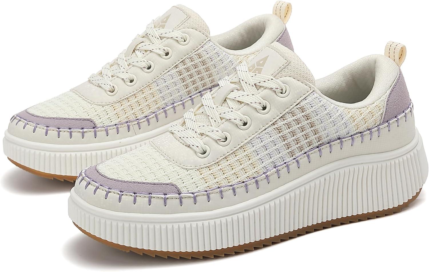 image:imageFemme Air Baskets Chaussures de Sports Outdoor Shock Absorbing Running Fitness Lger SneakersBeige Purple