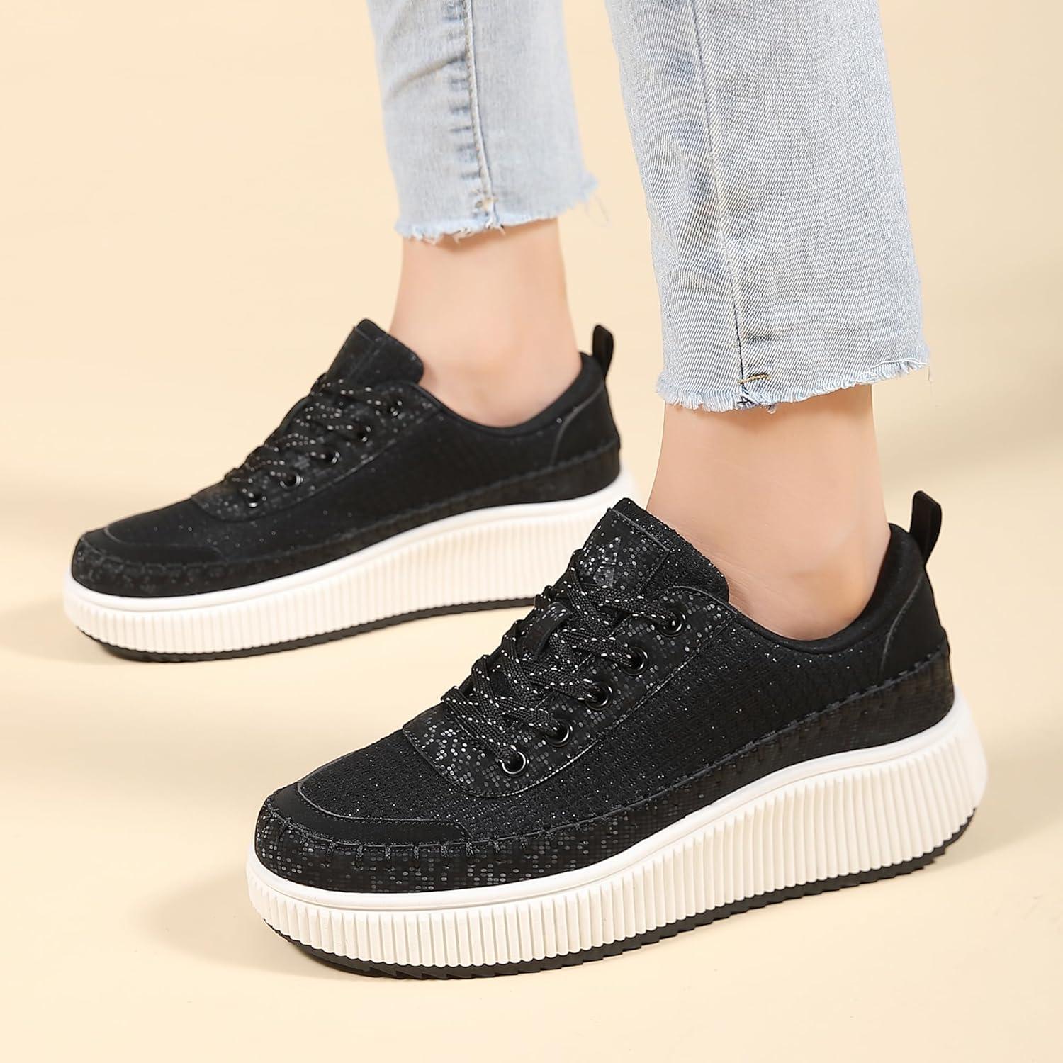 image:imageFemme Air Baskets Chaussures de Sports Outdoor Shock Absorbing Running Fitness Lger SneakersNoir Tissu