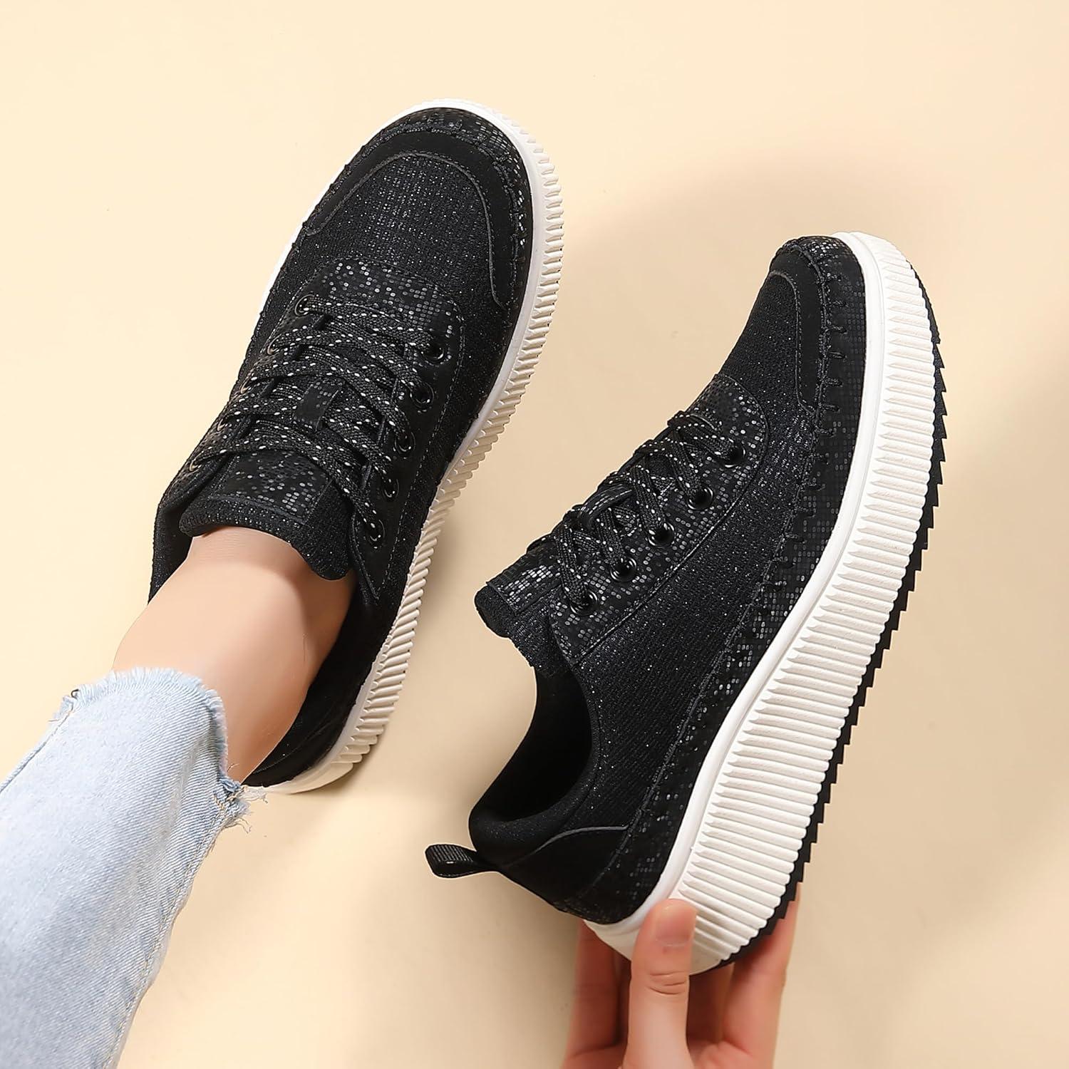 image:imageFemme Air Baskets Chaussures de Sports Outdoor Shock Absorbing Running Fitness Lger SneakersNoir Tissu