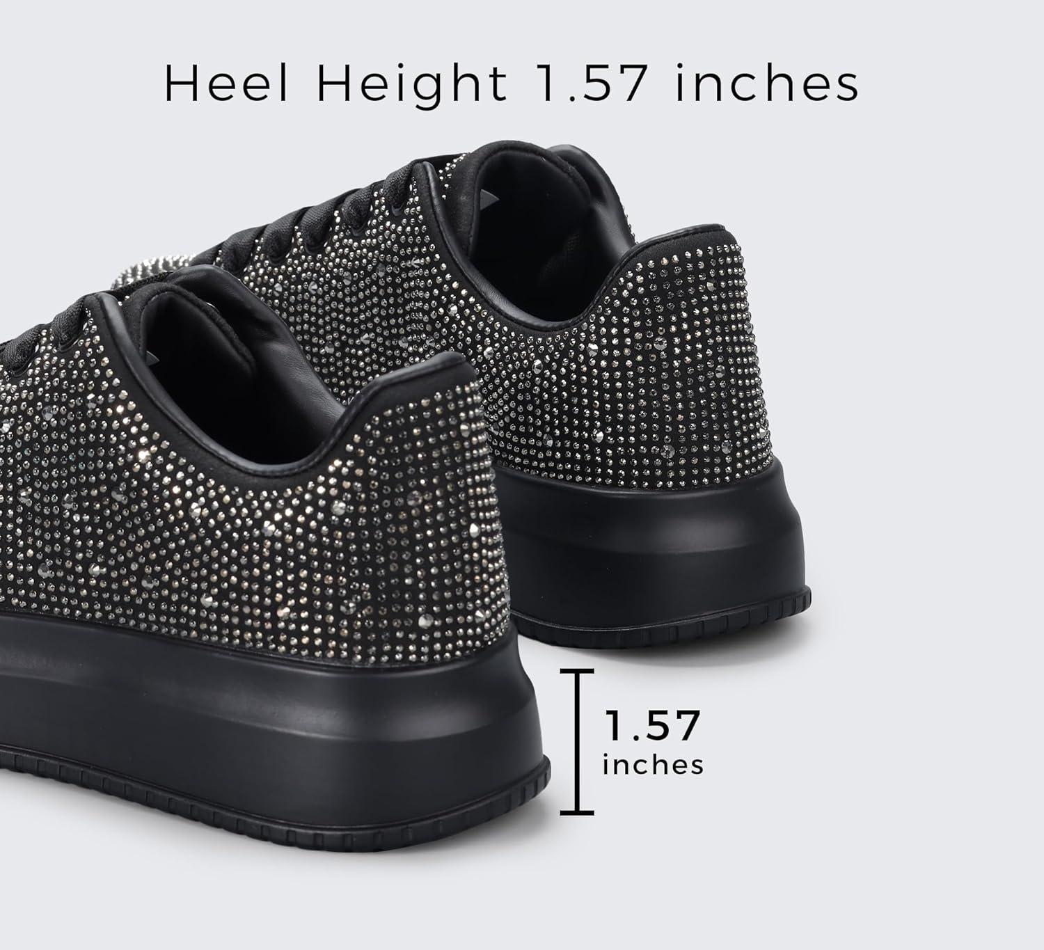 image:imageLUCKY STEP Baskets Plateforme Scintillante pour Femmefte de Mariage et MarcheNoir