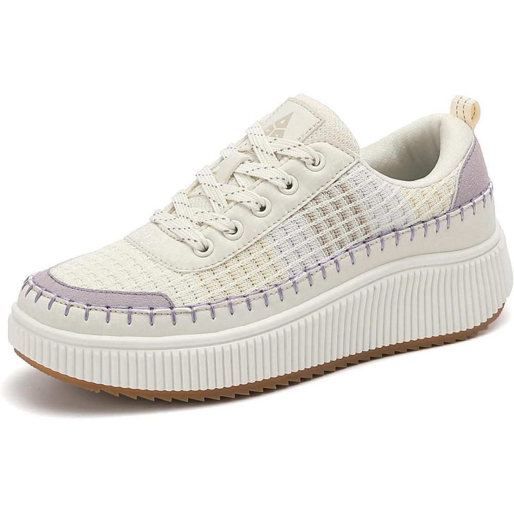 image:imageFemme Air Baskets Chaussures de Sports Outdoor Shock Absorbing Running Fitness Lger SneakersBeige Purple