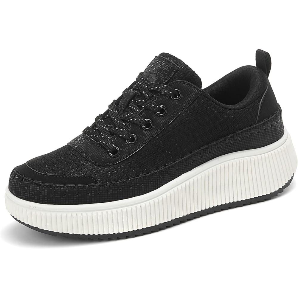 image:imageFemme Air Baskets Chaussures de Sports Outdoor Shock Absorbing Running Fitness Lger SneakersNoir Tissu