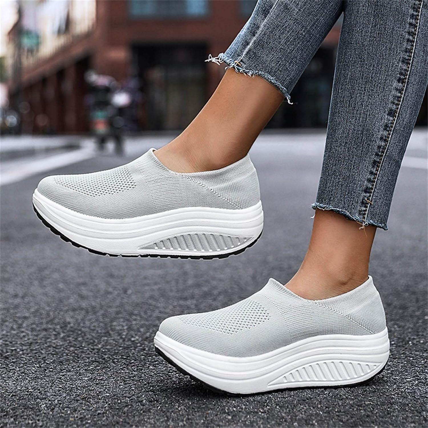 image:imageGnrique Chaussures CompensEs Femme Baskets Plateforme lgres Fashionand Chaussures Confortables pour Femmes Baskets pour Femmes Orthopdique Marche Basket Respirantes Antidrapantes ChaussureGris