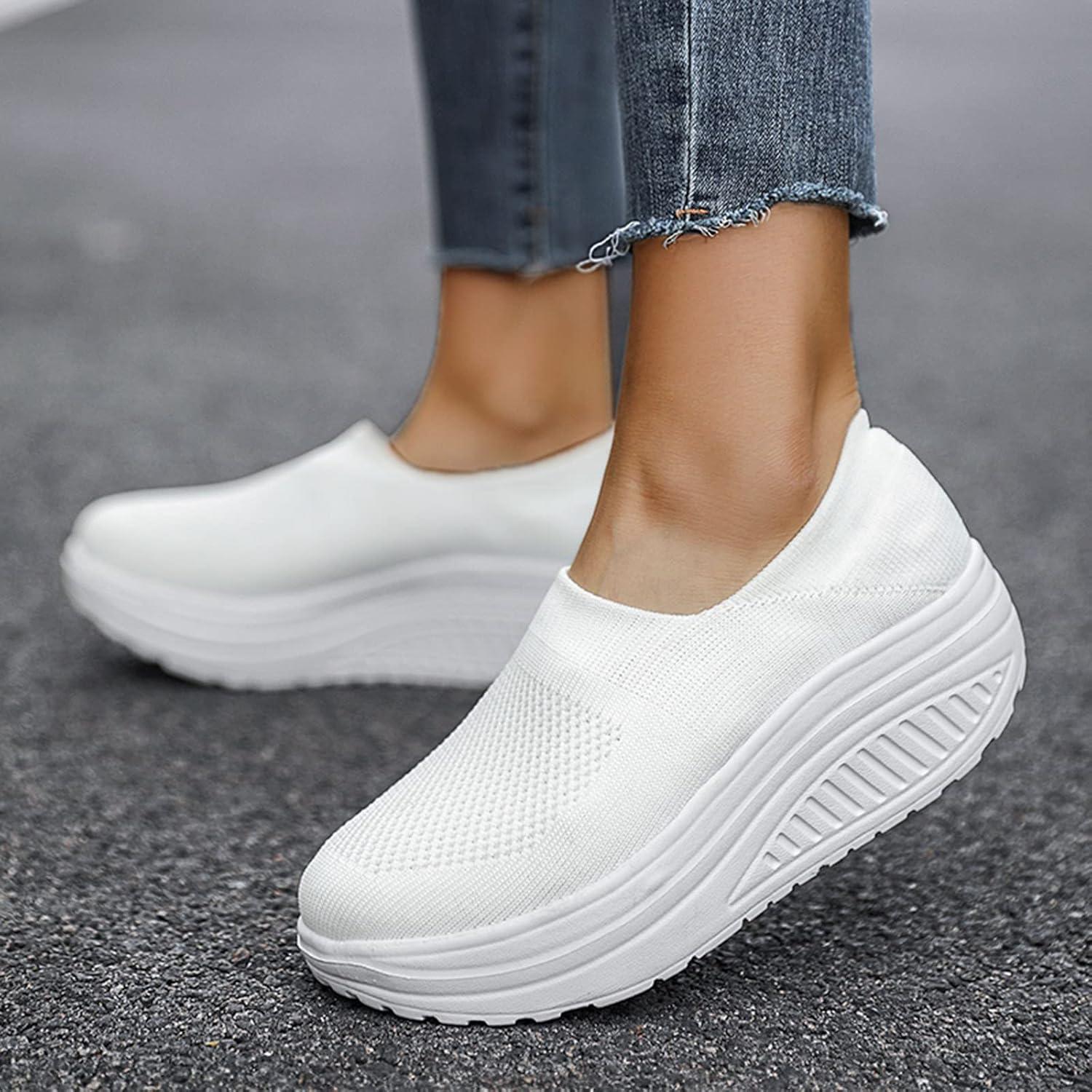 image:imageGnrique Chaussures CompensEs Femme Baskets Plateforme lgres Fashionand Chaussures Confortables pour Femmes Baskets pour Femmes Orthopdique Marche Basket Respirantes Antidrapantes ChaussureBlanc
