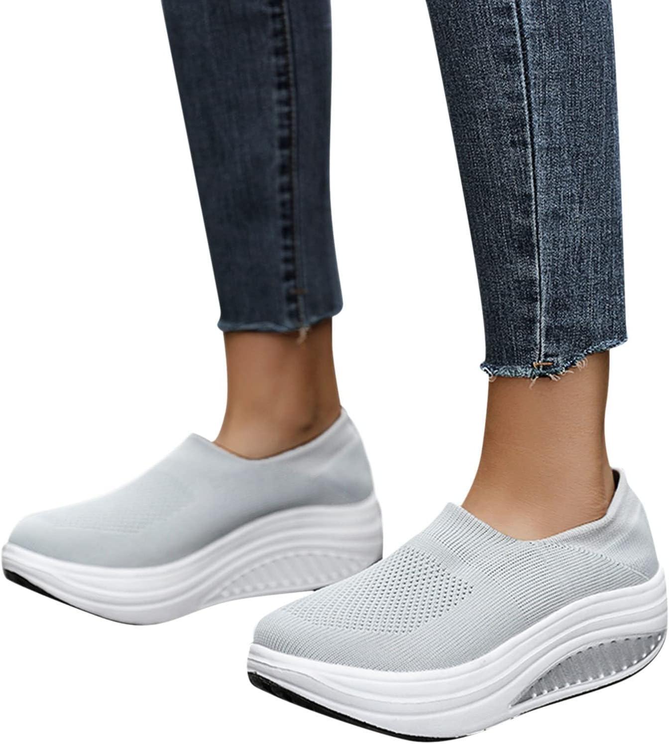 image:imageGnrique Chaussures CompensEs Femme Baskets Plateforme lgres Fashionand Chaussures Confortables pour Femmes Baskets pour Femmes Orthopdique Marche Basket Respirantes Antidrapantes ChaussureBlanc