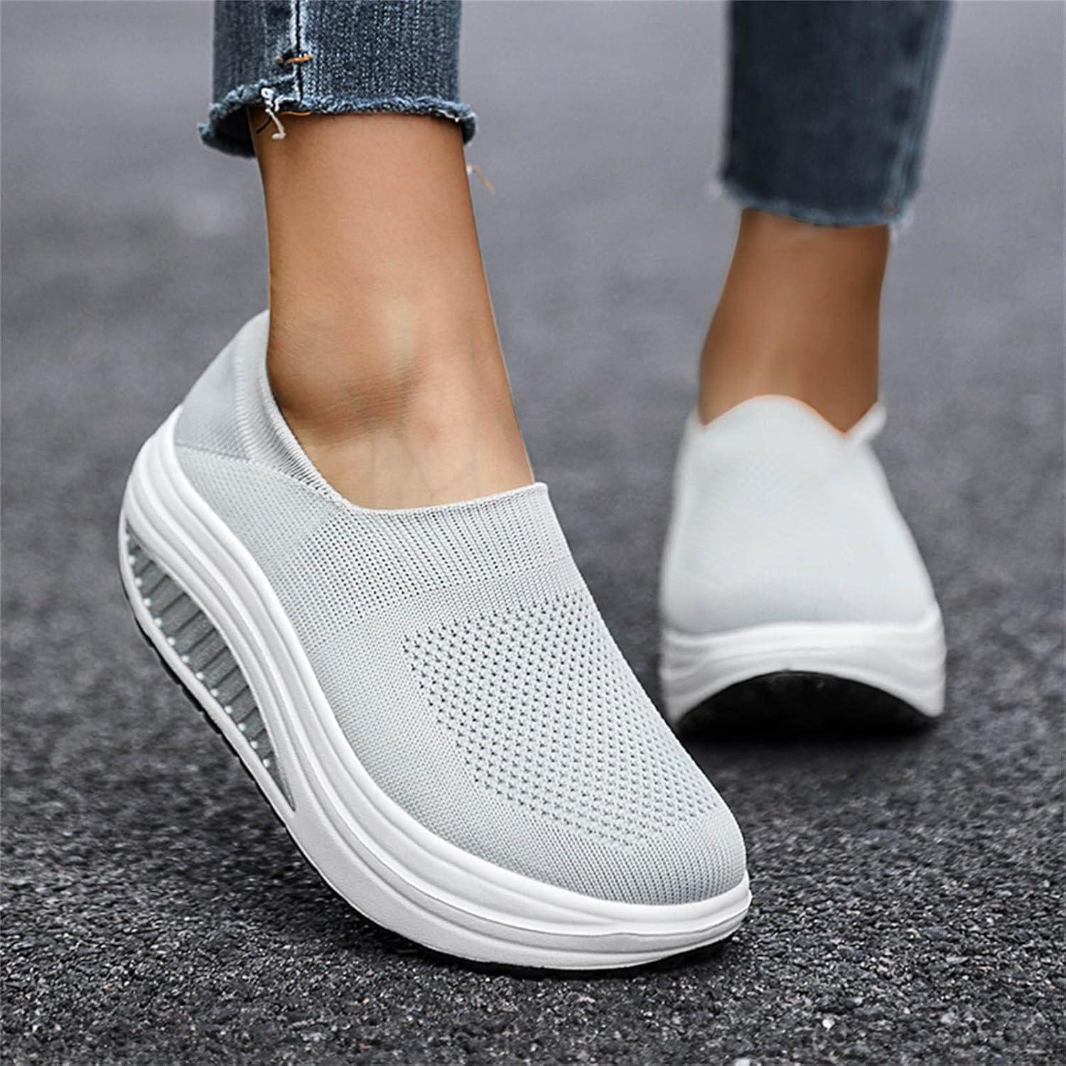 image:imageGnrique Chaussures CompensEs Femme Baskets Plateforme lgres Fashionand Chaussures Confortables pour Femmes Baskets pour Femmes Orthopdique Marche Basket Respirantes Antidrapantes ChaussureGris
