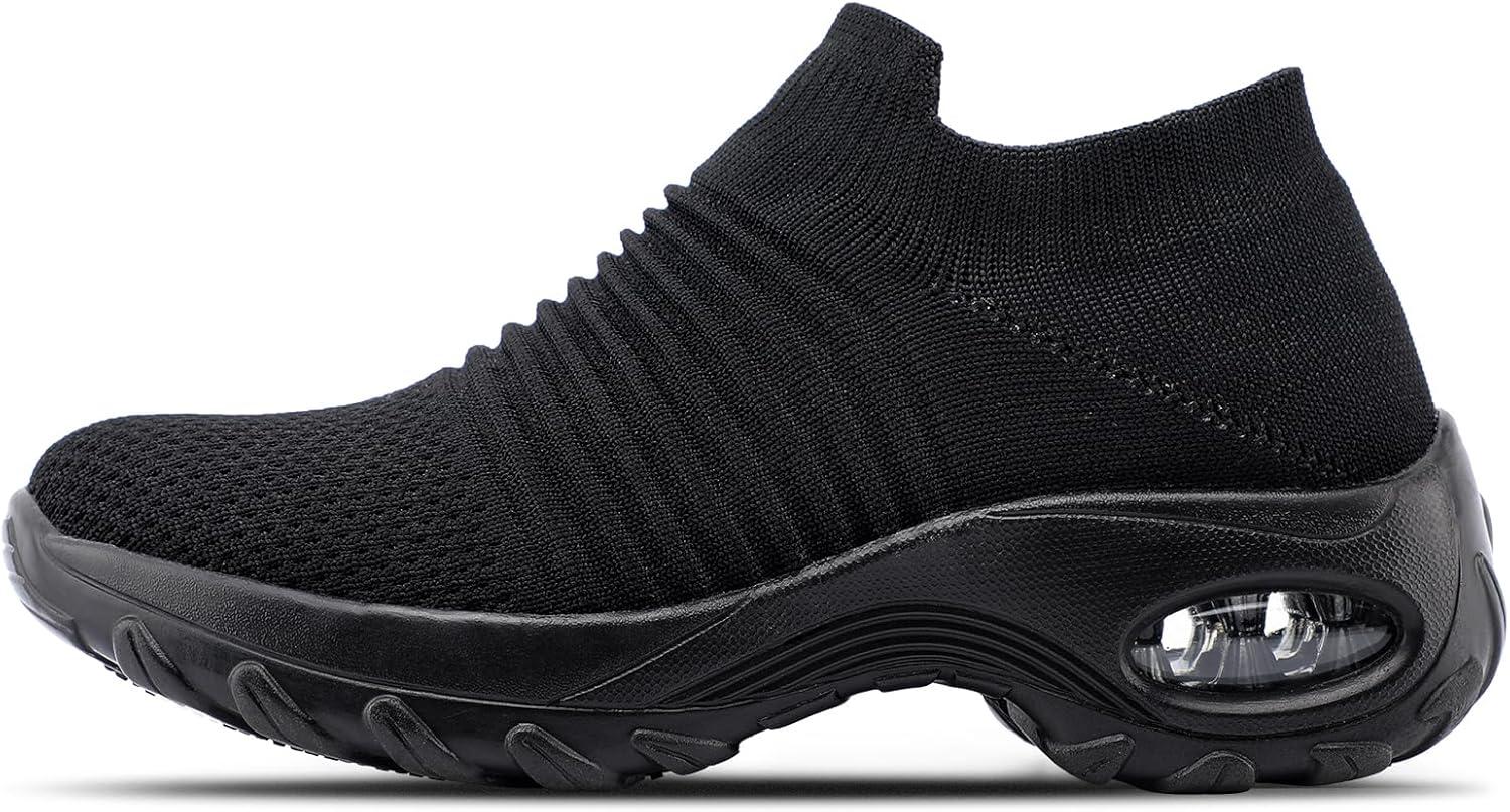 image:imageHKR Basket San Lacet Femme Chaussures de Orthopdique Marche Mode et Sport Travail Tennis Confortable Chic Femme Ultra LGRe Fitness Campus Slip on Enfiler SneakersNoir
