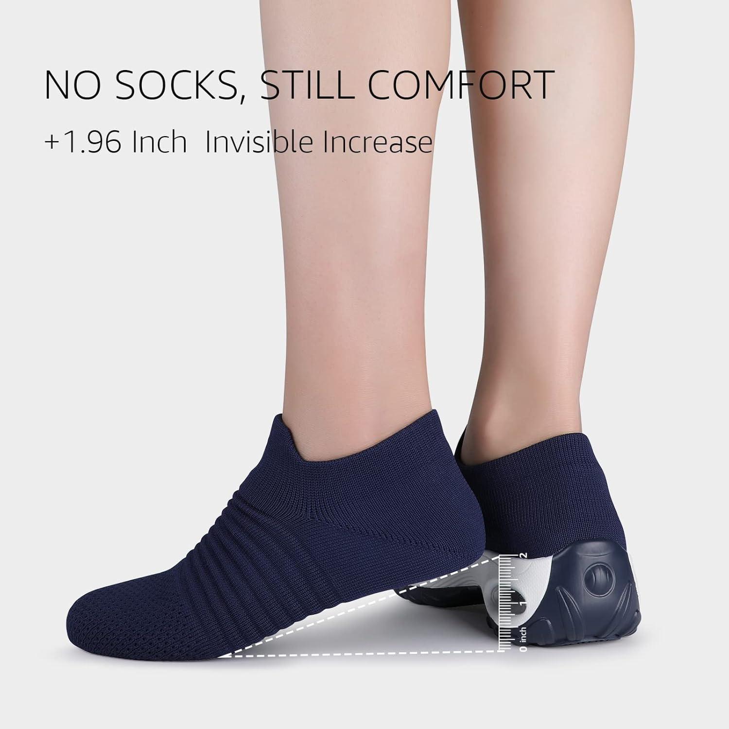 image:imageHKR Basket San Lacet Femme Chaussures de Orthopdique Marche Mode et Sport Travail Tennis Confortable Chic Femme Ultra LGRe Fitness Campus Slip on Enfiler SneakersMarine