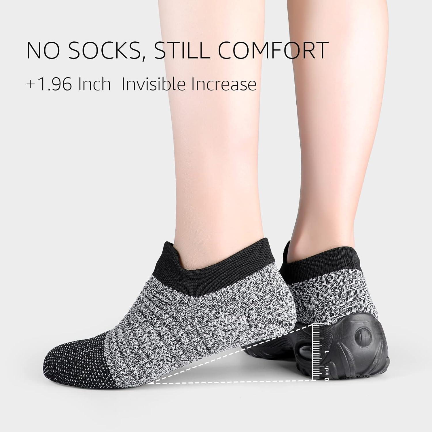 image:imageHKR Basket San Lacet Femme Chaussures de Orthopdique Marche Mode et Sport Travail Tennis Confortable Chic Femme Ultra LGRe Fitness Campus Slip on Enfiler SneakersMix Noir Grey