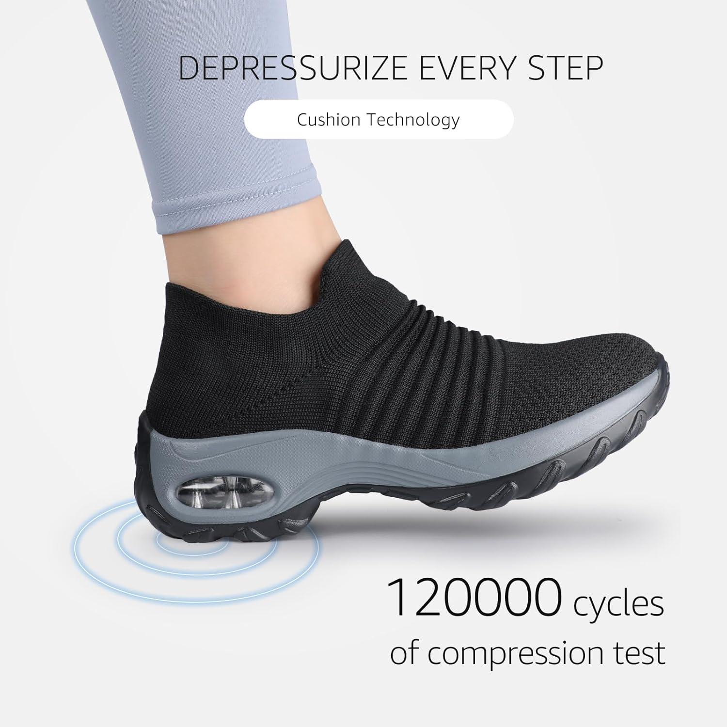 image:imageHKR Basket San Lacet Femme Chaussures de Orthopdique Marche Mode et Sport Travail Tennis Confortable Chic Femme Ultra LGRe Fitness Campus Slip on Enfiler SneakersNoir Grey