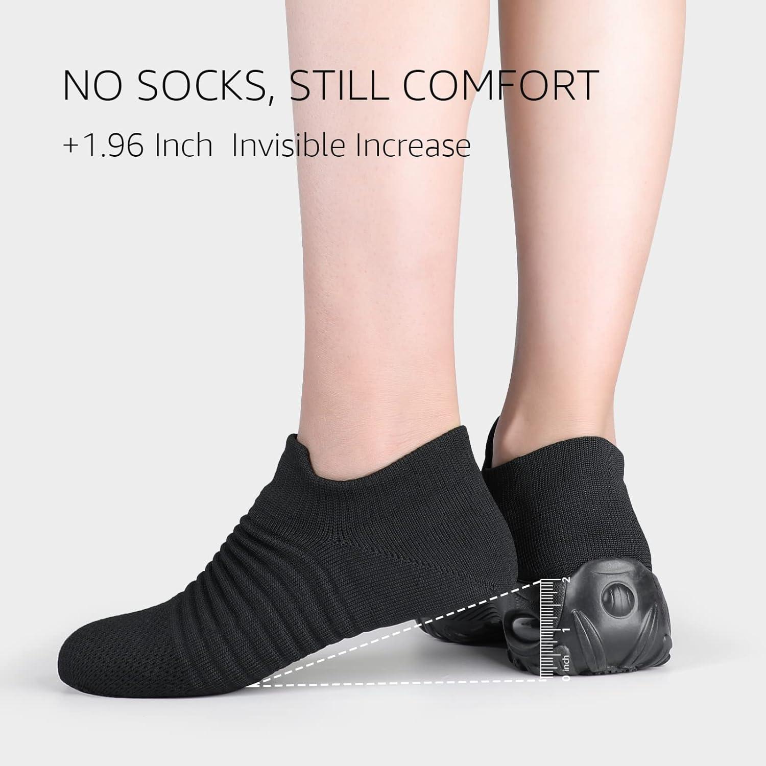 image:imageHKR Basket San Lacet Femme Chaussures de Orthopdique Marche Mode et Sport Travail Tennis Confortable Chic Femme Ultra LGRe Fitness Campus Slip on Enfiler SneakersNoir