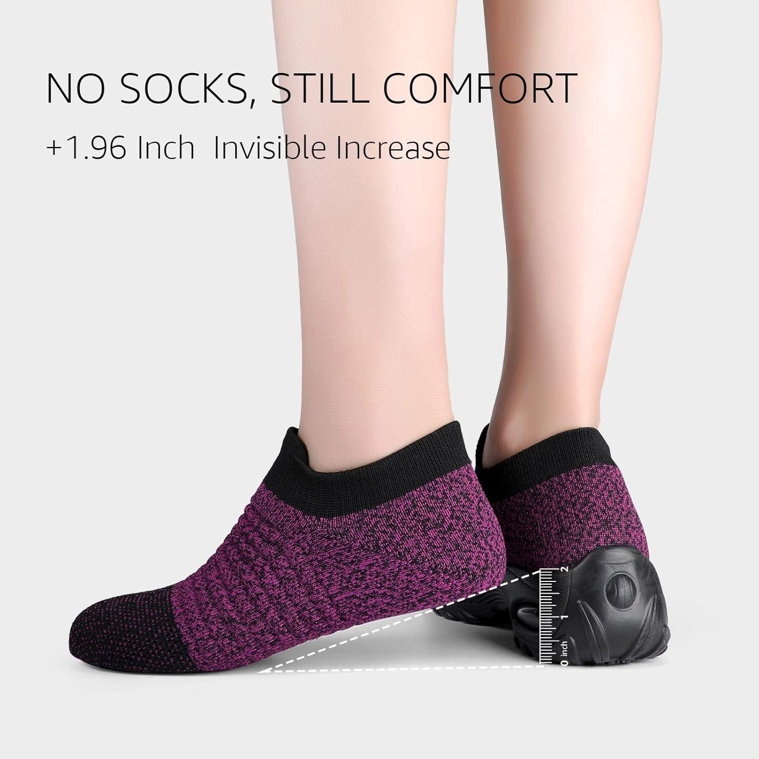 image:imageHKR Basket San Lacet Femme Chaussures de Orthopdique Marche Mode et Sport Travail Tennis Confortable Chic Femme Ultra LGRe Fitness Campus Slip on Enfiler SneakersViolet Noir