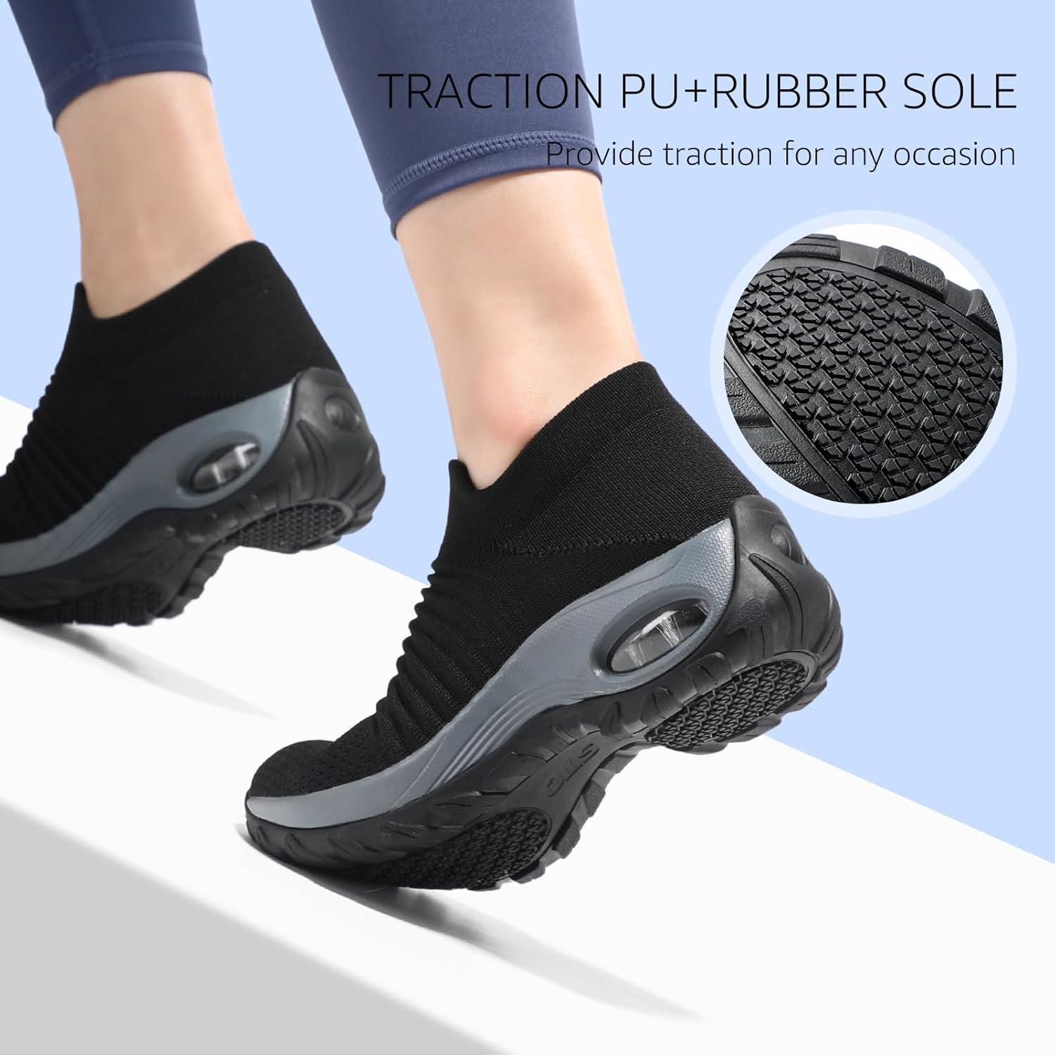 image:imageHKR Basket San Lacet Femme Chaussures de Orthopdique Marche Mode et Sport Travail Tennis Confortable Chic Femme Ultra LGRe Fitness Campus Slip on Enfiler SneakersNoir Grey