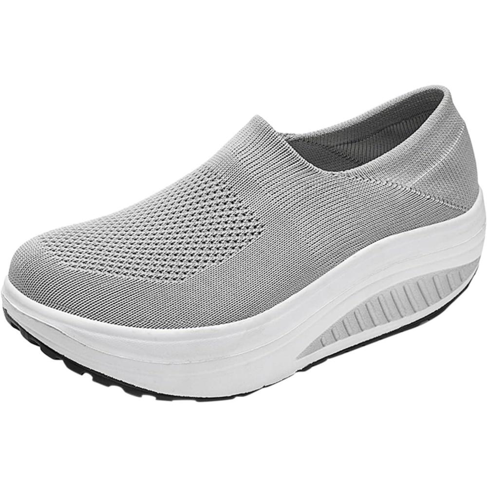image:imageGnrique Chaussures CompensEs Femme Baskets Plateforme lgres Fashionand Chaussures Confortables pour Femmes Baskets pour Femmes Orthopdique Marche Basket Respirantes Antidrapantes ChaussureGris