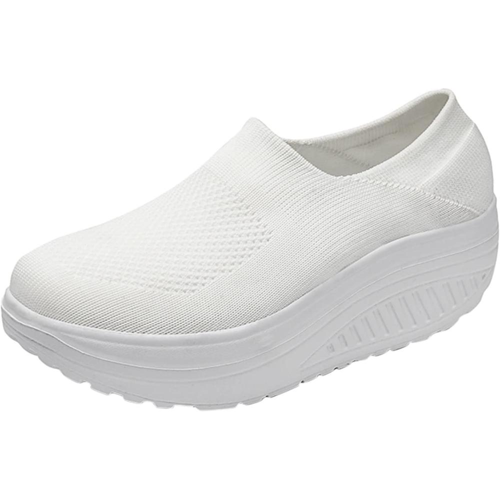 image:imageGnrique Chaussures CompensEs Femme Baskets Plateforme lgres Fashionand Chaussures Confortables pour Femmes Baskets pour Femmes Orthopdique Marche Basket Respirantes Antidrapantes ChaussureBlanc