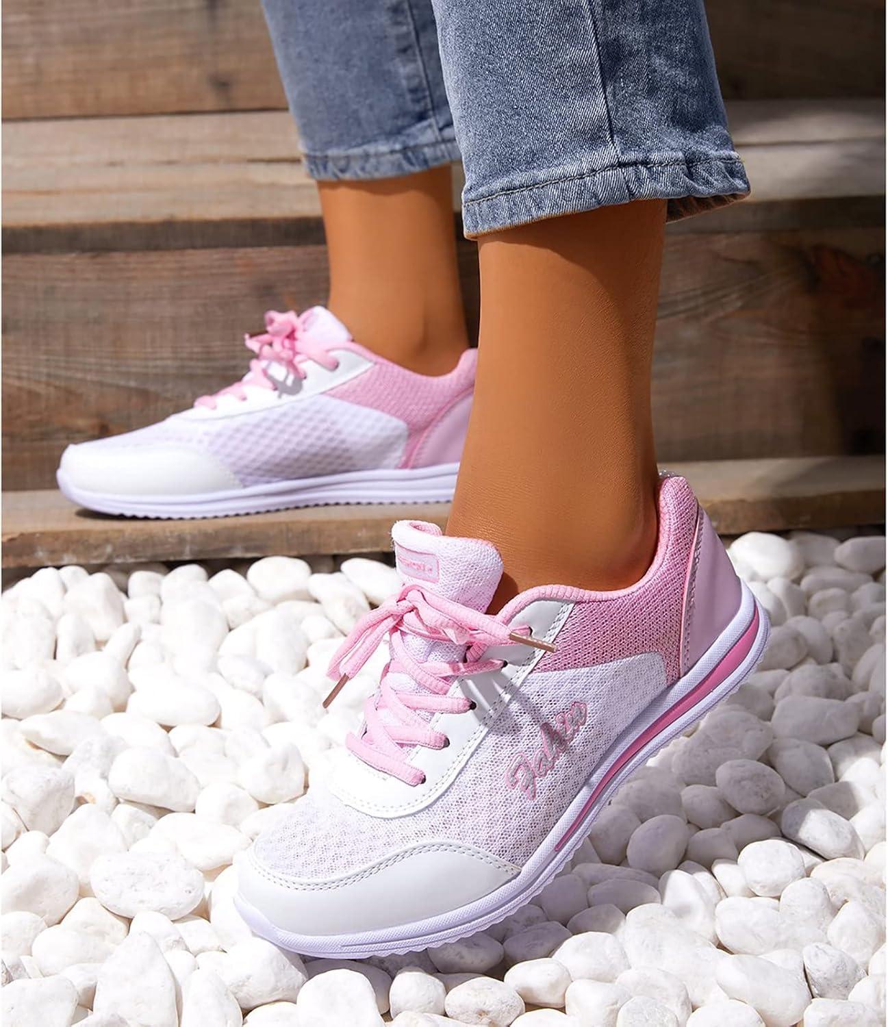 image:imageBasket Orthopdique De Marche Confort Souple Femme Chaussures De Travail Respirante Lgres Chaussure De Course Sneaker Mode Chaussures De Running Basket Compensee Gym Fitness Jogging SneakersZ 4white