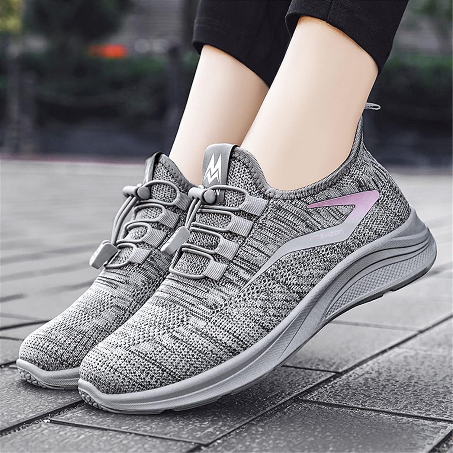image:imageBasket Orthopdique De Marche Confort Souple Femme Chaussures De Travail Respirante Lgres Chaussure De Course Sneaker Mode Chaussures De Running Basket Compensee Gym Fitness Jogging SneakersZ9 Grey