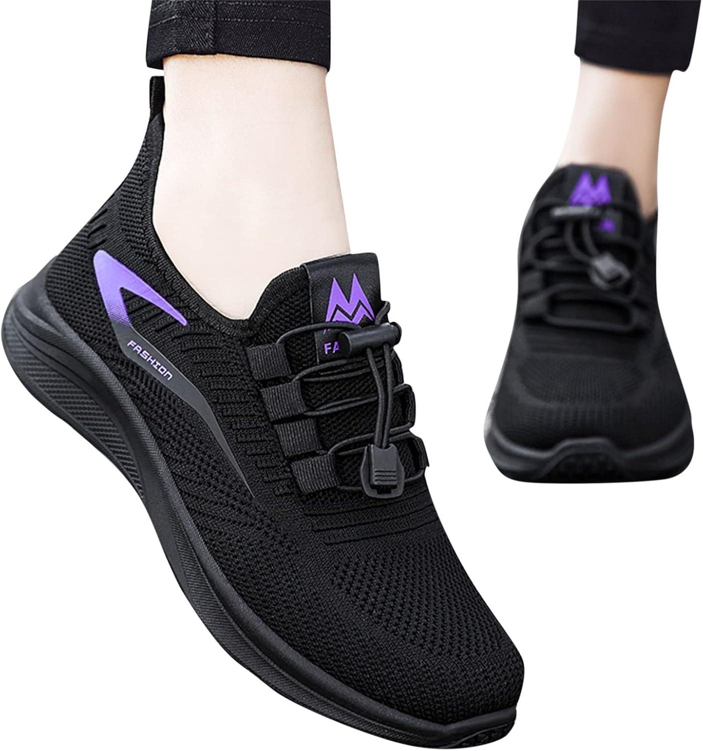 image:imageBasket Orthopdique De Marche Confort Souple Femme Chaussures De Travail Respirante Lgres Chaussure De Course Sneaker Mode Chaussures De Running Basket Compensee Gym Fitness Jogging SneakersZ9 Black