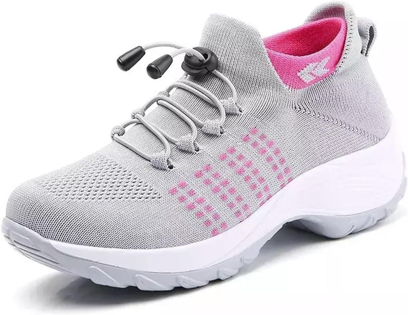 image:imageBasket Orthopdique De Marche Confort Souple Femme Chaussures De Travail Respirante Lgres Chaussure De Course Sneaker Mode Chaussures De Running Basket Compensee Gym Fitness Jogging SneakersZ4 Grey