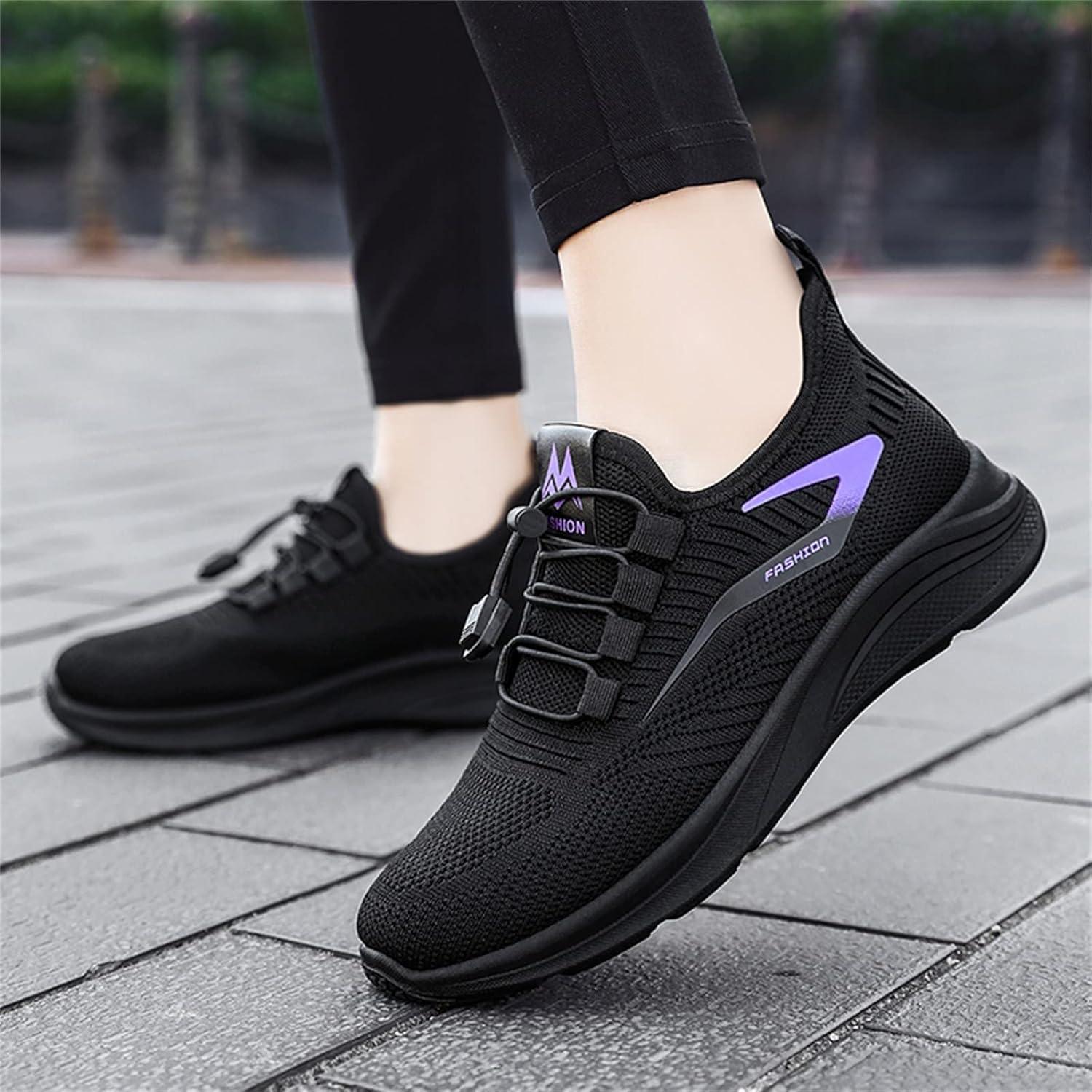 image:imageBasket Orthopdique De Marche Confort Souple Femme Chaussures De Travail Respirante Lgres Chaussure De Course Sneaker Mode Chaussures De Running Basket Compensee Gym Fitness Jogging SneakersZ9 Black