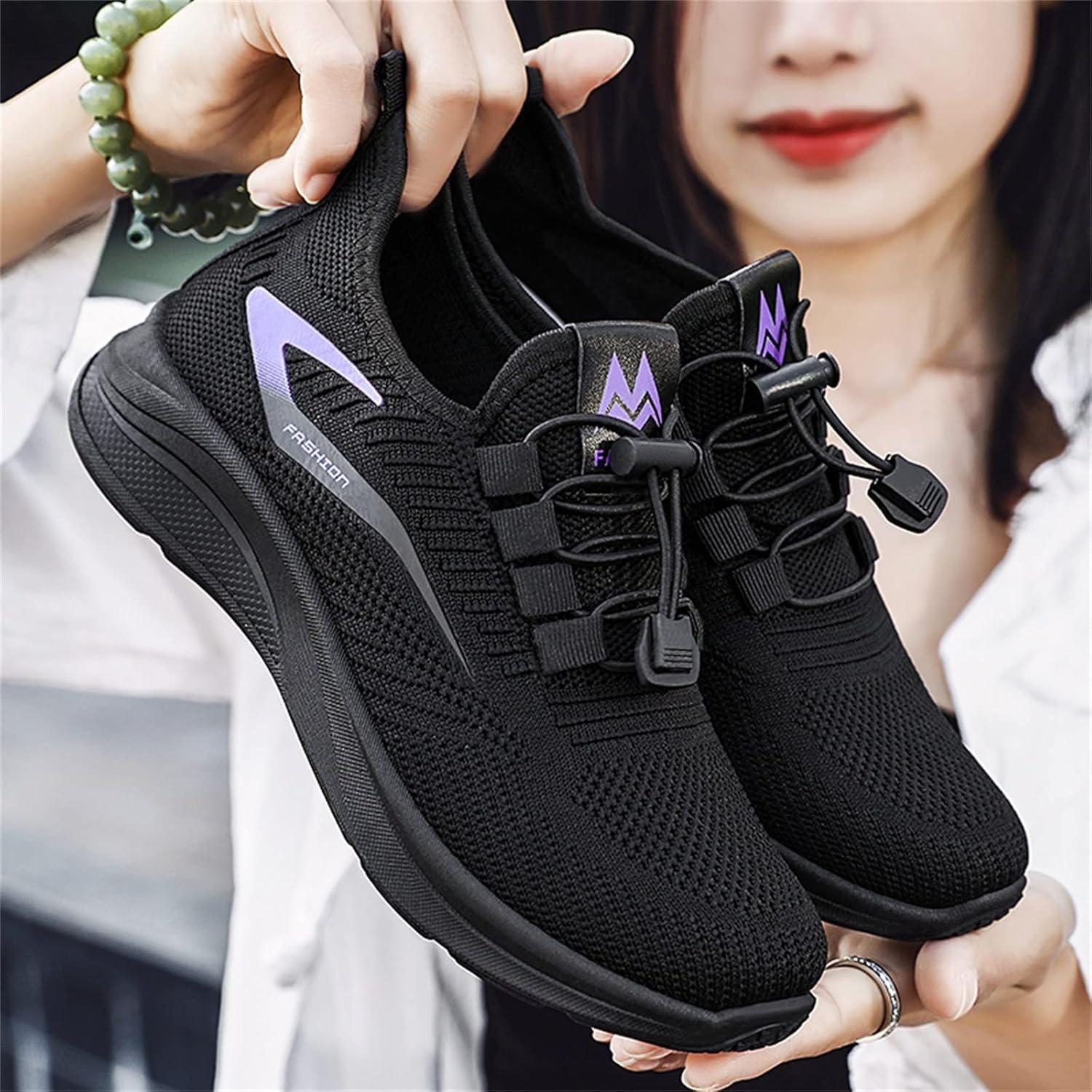 image:imageBasket Orthopdique De Marche Confort Souple Femme Chaussures De Travail Respirante Lgres Chaussure De Course Sneaker Mode Chaussures De Running Basket Compensee Gym Fitness Jogging SneakersZ9 Black