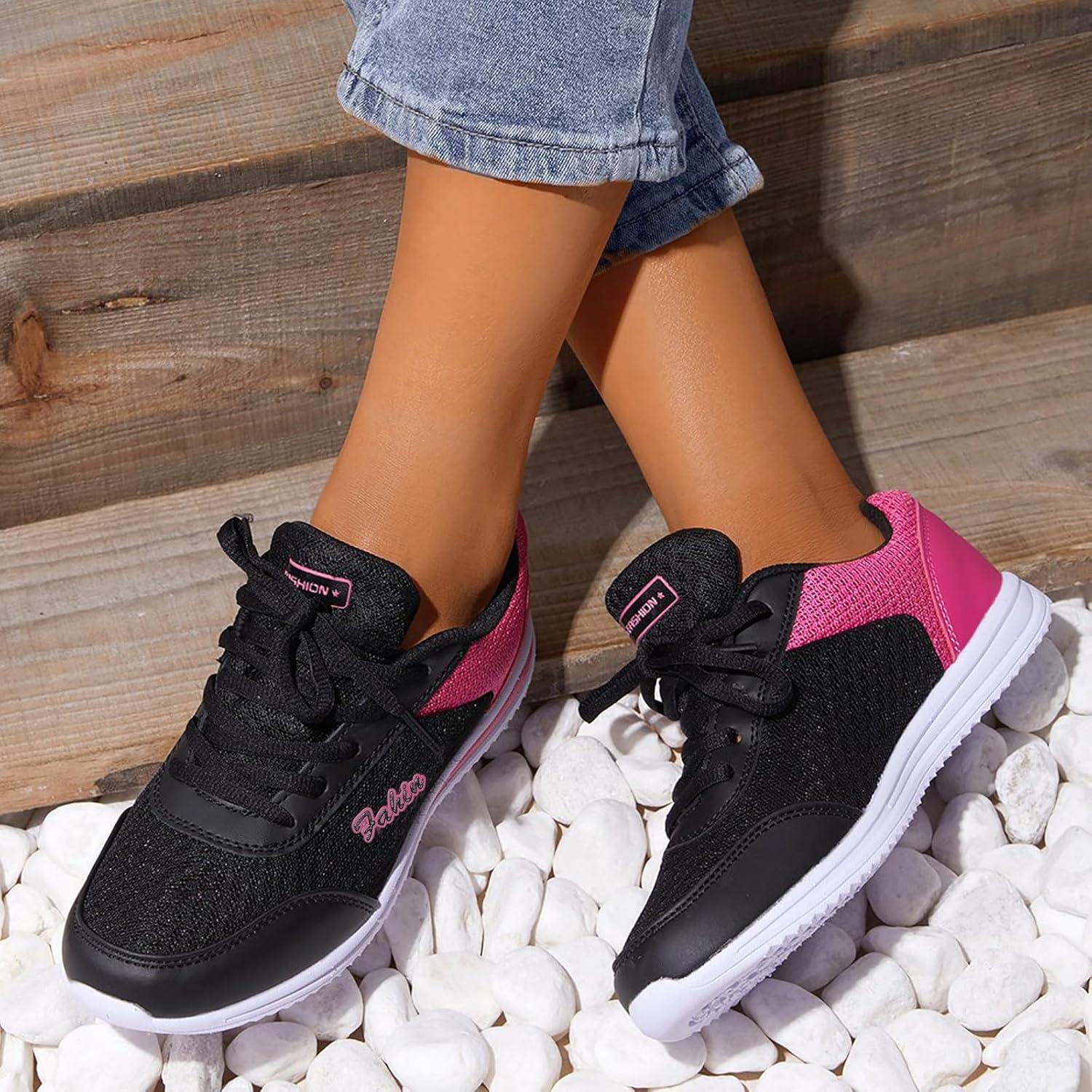 image:imageBasket Orthopdique De Marche Confort Souple Femme Chaussures De Travail Respirante Lgres Chaussure De Course Sneaker Mode Chaussures De Running Basket Compensee Gym Fitness Jogging SneakersZ 4black