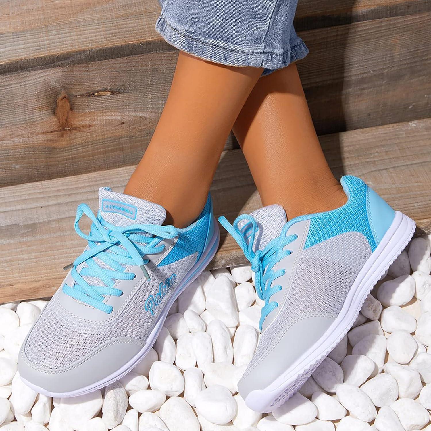 image:imageBasket Orthopdique De Marche Confort Souple Femme Chaussures De Travail Respirante Lgres Chaussure De Course Sneaker Mode Chaussures De Running Basket Compensee Gym Fitness Jogging SneakersZ 4sky Blue