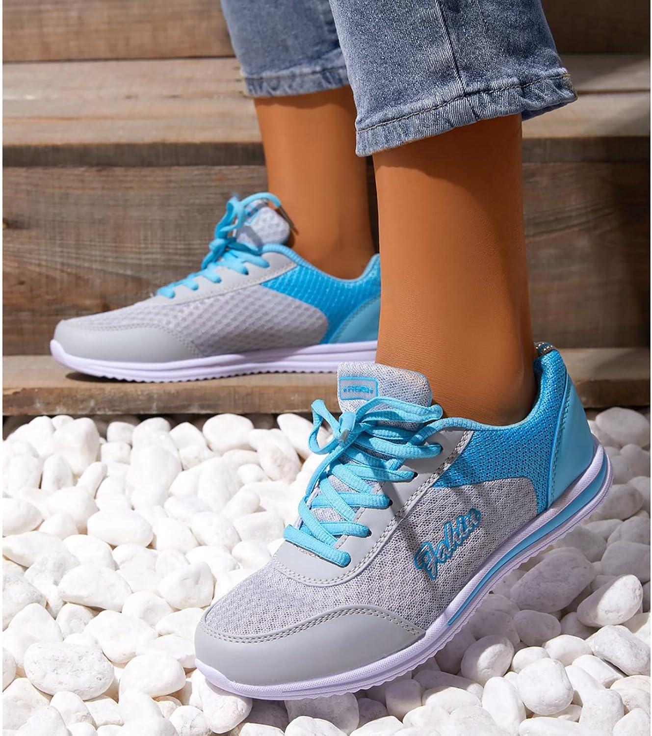 image:imageBasket Orthopdique De Marche Confort Souple Femme Chaussures De Travail Respirante Lgres Chaussure De Course Sneaker Mode Chaussures De Running Basket Compensee Gym Fitness Jogging SneakersZ 4sky Blue