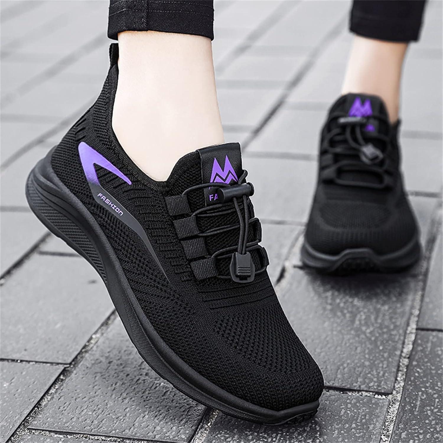 image:imageBasket Orthopdique De Marche Confort Souple Femme Chaussures De Travail Respirante Lgres Chaussure De Course Sneaker Mode Chaussures De Running Basket Compensee Gym Fitness Jogging SneakersZ9 Black