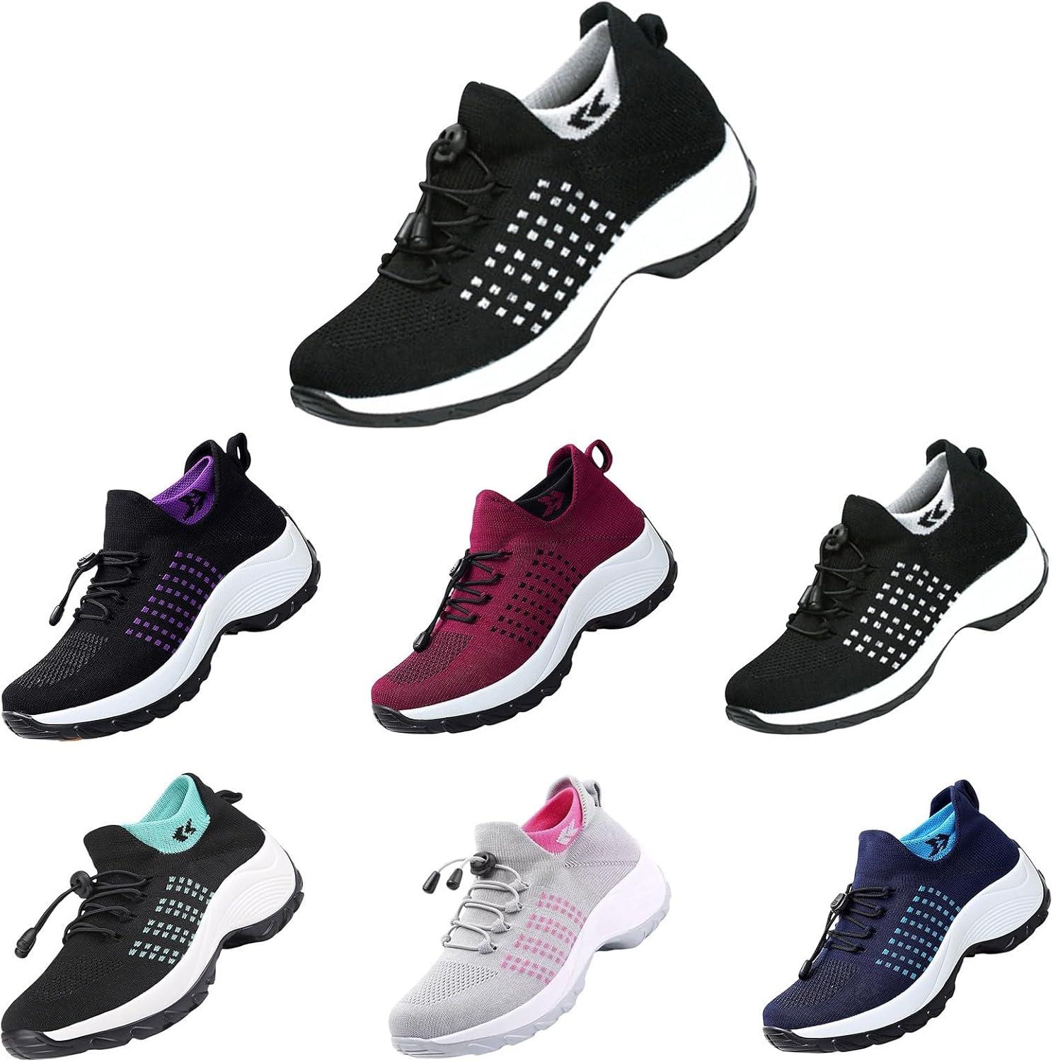 image:imageBasket Orthopdique De Marche Confort Souple Femme Chaussures De Travail Respirante Lgres Chaussure De Course Sneaker Mode Chaussures De Running Basket Compensee Gym Fitness Jogging SneakersZ4 Black