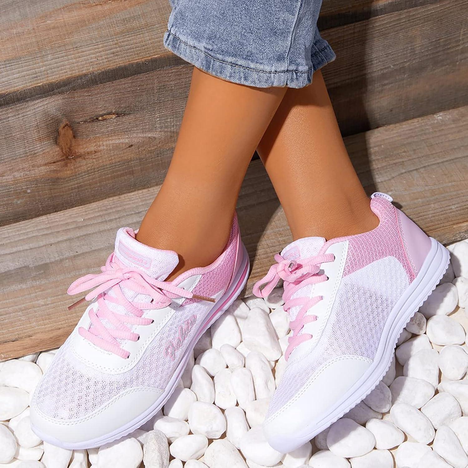 image:imageBasket Orthopdique De Marche Confort Souple Femme Chaussures De Travail Respirante Lgres Chaussure De Course Sneaker Mode Chaussures De Running Basket Compensee Gym Fitness Jogging SneakersZ 4white